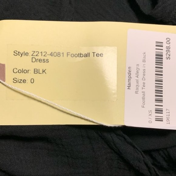 Raquel Allegra Football Tee Dress in Black NWT Size 0 - Picture 9 of 12
